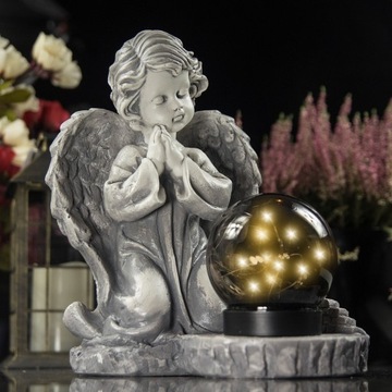 СЕРАЯ ГИПСОВАЯ ФИГУРКА Гробница СОЛНЕЧНАЯ СВЕТОДИОДНАЯ ЛАМПА