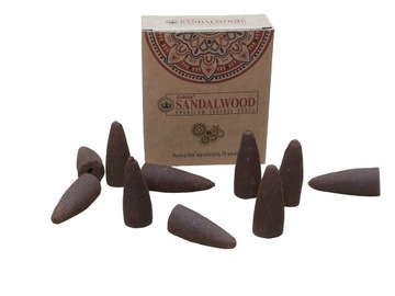 KADZIDEŁKA STOŻKOWE BACKFLOW SANDALWOOD GOLOKA 10 szt. DRZEWO SANDAŁOWE
