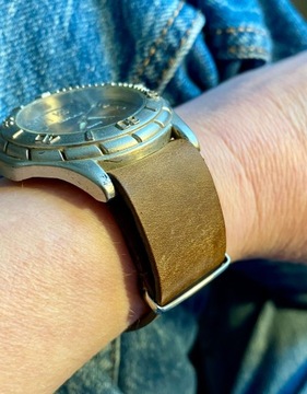 Skórzany pasek do zegarka NATO skóra crazyhorse 18 handmade Skórnik-Styl