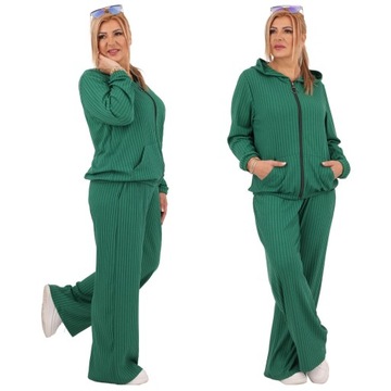 KOMPLET DRESOWY DAMSKI POLSKI PRODUCENT DUŻE ROZMIARY PRĄŻKOWANY LUŹNY