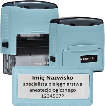 BŁĘKITNY kolor obudowy - Wagraf B2s Pieczątka do 4 wersów