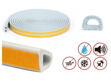 USZCZELKA DO DRZWI OKNA 9x6mm SAMOPRZYLEPNA TYP D