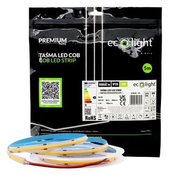 Taśma LED COB 24V 9W/m JEDNOLITA 3 BARWY ROLKA 5m