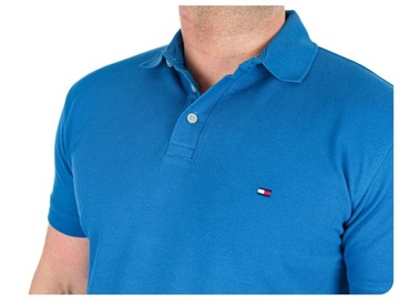 KOSZULKA POLO TOMMY HILFIGER 1985 POLÓWKA MĘSKA SLIM FIT NIEBIESKA S