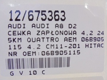 AUDI A8 D2 CÍVKA 06B905115 4,2 CM11-201