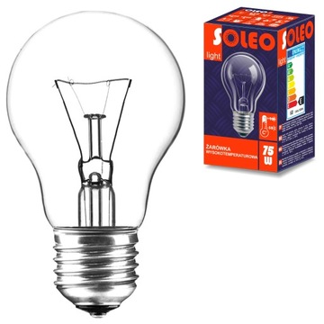 Żarówka WYSOKOTEMPERATUROWA tradycyjna SOLEO E27 75W A55 230V 2700K 790lm