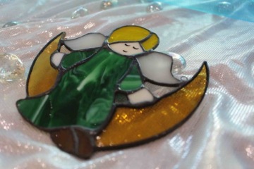 Ангел на луне, подарок на крещение ангел СЗ