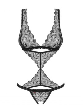 BODY FIRELLA seksowne czarne body koronkowe z otwartym krokiem roz. L/XL