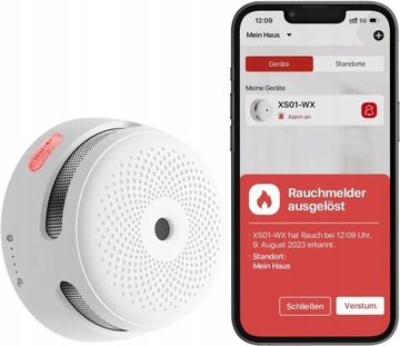 BEZPRZEWODOWY CZUJNIK DYMU DETEKTOR X-SENSE XS01-WX ALARM DŹWIĘKOWY