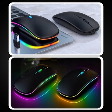 Легкая тихая беспроводная светодиодная мышь RGB Mouse для офисного ноутбука