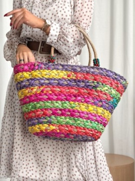 СУМКА БОЛЬШАЯ ЖЕНСКАЯ СУМОЧКА ЛЕТНЯЯ ПЛЯЖНАЯ ШОППЕР КОРЗИНА СОЛОМОЧНЫЙ ЦВЕТ