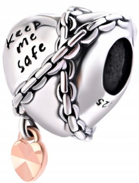 CHARMS ZAWIESZKA SERCE 925 BEADS KORALIK
