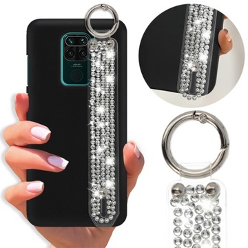 Etui Matowe Diamenty Pasek do XIAOMI REDMI NOTE 9