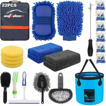 22pcs Car Wash Cleaning Tools Kit Car Detailing Set with Blue Canvas Bag
