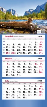 Kalendarz ścienny TRÓJDZIELNY 2024