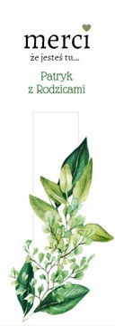 podziękowania dla gości na Merci chrzest Komunia