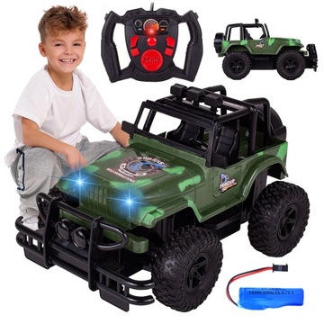 SAMOCHÓD ZDALNIE STEROWANY TERENOWY NA PILOT NA AKUMULATOR JEEP ŚWIATŁA LED