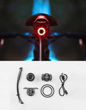 Задний велосипедный фонарь Rockbros Q3 с интеллектуальной системой остановки - черный