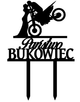 TOPPER na ślub wesele Para Młoda motor cross 30cm