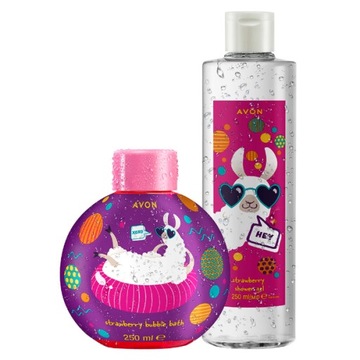 AVON ZABAWNA LAMA ZESTAW 2 KOSMETYKÓW TRUSKAWKA PŁYN + ŻEL