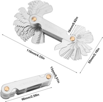 Гребень для измерительного шаблона метрической дюймовой резьбы, 58 шт.
