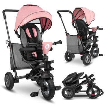 ROWEREK TRÓJKOŁOWY DZIECIĘCY 2w1 OBRACANY 360° Z DASZKIEM LIONELO TRIS