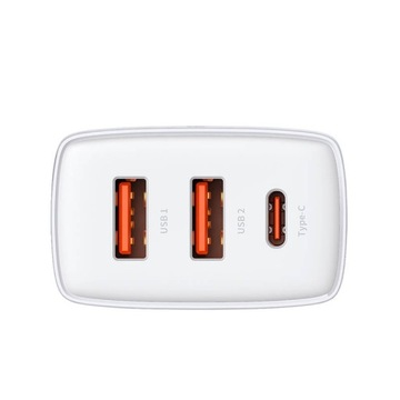СЕТЕВОЕ ЗАРЯДНОЕ УСТРОЙСТВО 3xUSB QC PD 30 Вт БЫСТРО МОЩНЫЙ USB C USB-C БЕЛЫЙ IPHONE 15
