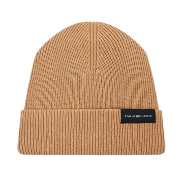 -36% TOMMY HILFIGER CZAPKA MĘSKA UPTOWN WOOL BEANIE BEŻOWA