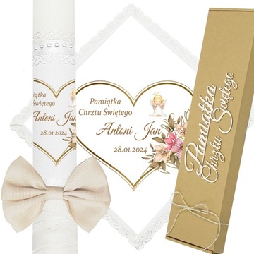 ŚWIECA NA CHRZEST SZATKA DO CHRZTU IMIĘ eko