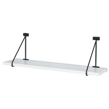 KOMPLET PÓŁKA WISZĄCA ŚCIENNA BIAŁA 70CM PLUS DWA WSPORNIKI CZARNE LOFT