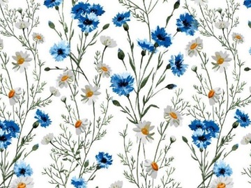 Cerata w Rolce Biała Niebieskie Kwiaty 140 cm x 20 m Rolka