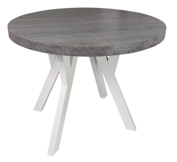 Stół okrągły solidny rozkładany BETON JASNY 90/190