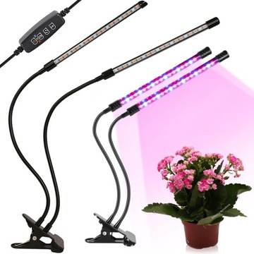 2X LAMPA DO WZROSTU ROŚLIN 40 LED TIMER USB KLIPS