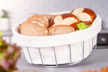 Хлебная корзина, хлеб для подъема, булочки, фрукты