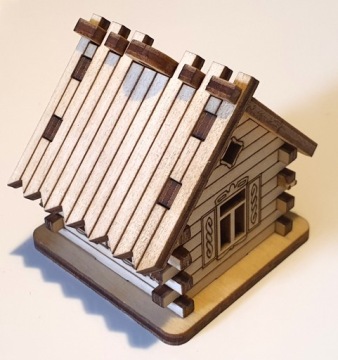 Мини-домик из 3D фанеры ЛЕС В БАНКЕ