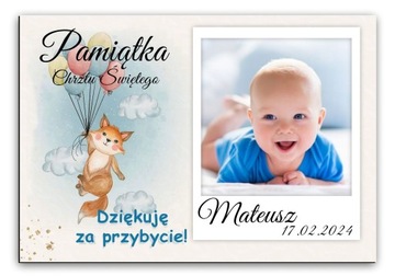 FOTO MAGNES Podziękowanie dla gości ze zdjęciem Chrzest Roczek 10x7cm O14