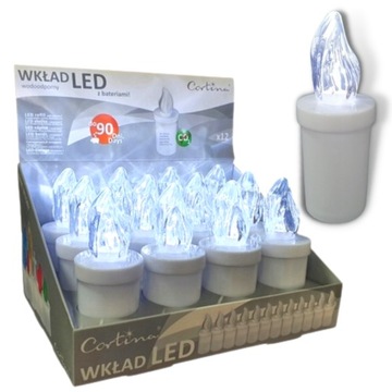 WKŁADY LED DO ZNICZY ZNICZA 12 SZT LEDOWE BATERIE