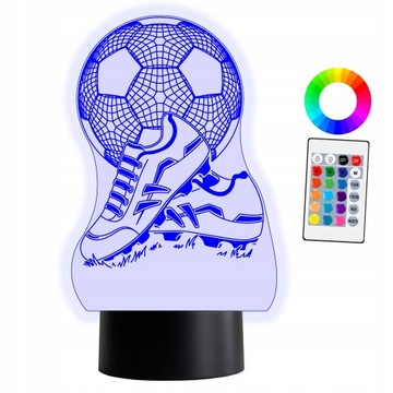 XL Lampka Nocna LED 3D Piłka Nożna Mecz 16 kolorów + Pilot