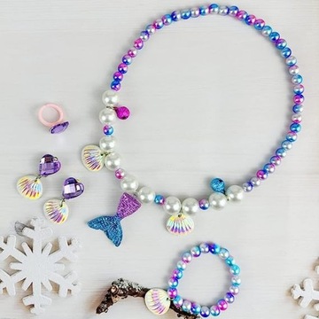 ОЖЕРЕЛЬЕ БРАСЛЕТ СЕРЬГИ КОРОНА АРИЭЛЬ РУСАЛОЧКА НАБОР 5 ШТ.