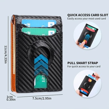 Portfele męskie AirTag Tracker multi-card Carbon włókno skórzane portfele m