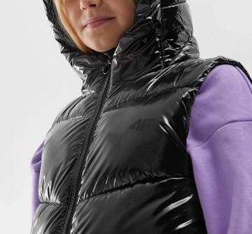 КУРТКА С РУКАВАМИ ДЛЯ ДЕВОЧЕК 4F, СТЕГАНЫЙ ЖИЛЕТ, ДЛИННАЯ ВЕСНА AW23F046