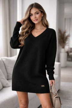 ТЕПЛЫЙ ДЛИННЫЙ ДЖЕМПЕР-ПЛАТЬЕ-ТУНИКА С V-ВЫРЕЗОМ 757