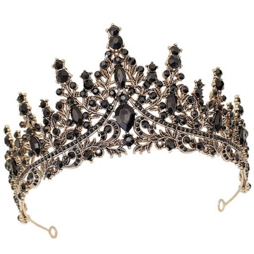 Urodzinowa Tiara Czarny Rhinestone Korona Kryształowa