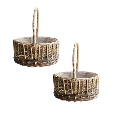 Декоративные рождественские горшки для улицы, круглая корзина из ротанга