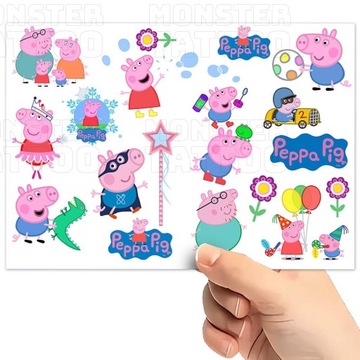 TATUAŻE ZMYWALNE WODNE DLA DZIECI DZIECIĘCE PEPPA PIG WZORY SUPER JAKOŚĆ