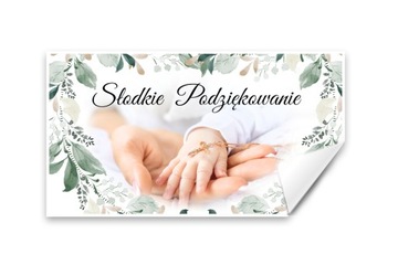 Podziękowania naklejki na ciasto Chrzest 20szt