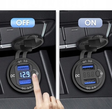 Зарядное устройство для мотоцикла, 2 разъема USB QC для прикуривателя