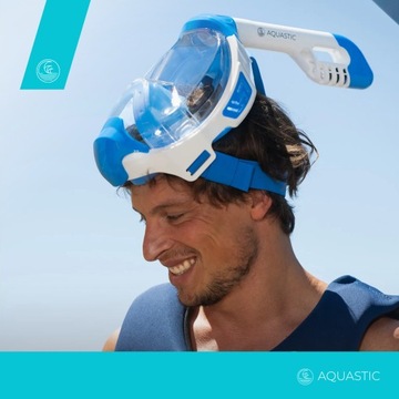 Детская полнолицевая маска для снорклинга AQUASTIC KAI Jr синяя XS