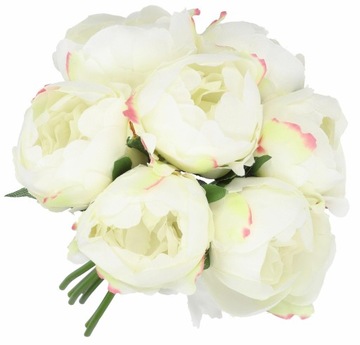 BUKIET PIWONII PIWONIA PEONIA GAŁĄZKI LIŚCIE PEŁNE DUŻE KWIATY 7szt 26cm