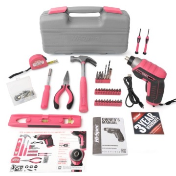 Высококачественные электрические отвертки и набор ручных инструментов розового цвета, 35 шт., 3,6 В
